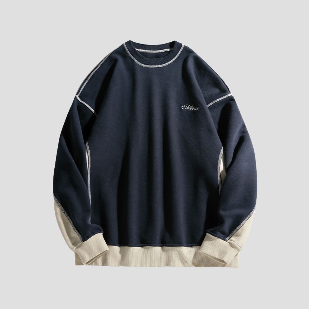 Front view of the Loose Color Block Sweatshirt showcasing its vibrant design.