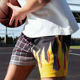 Unisex loose-fit shorts featuring bold flame print