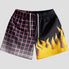 Street-style hip-hop shorts with flame print