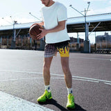 Breathable streetwear shorts with hip-hop influence and flame pattern