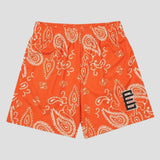 Cooling fabric shorts with paisley pattern and mesh breathable design.