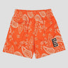 Cooling fabric shorts with paisley pattern and mesh breathable design.