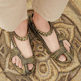 Elegant bronze ethnic sandals perfect for a day at the beach or a night out.