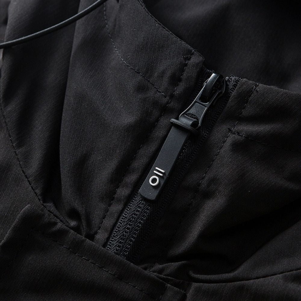 Detail of functional pockets on Patchwork Softshell Jacket for convenient storage