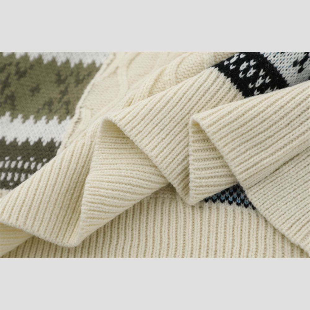 Eco-material sweater featuring color-blocked design