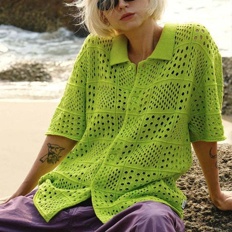 Perforated Knit Dopamine Shirt