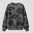 Personality Eye Jacquard Crewneck Loose Knit Sweater
