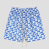 Street-style hip-hop shorts with geometric pattern print