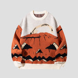 Front view of Pumpkin Face Crew Neck Sweater