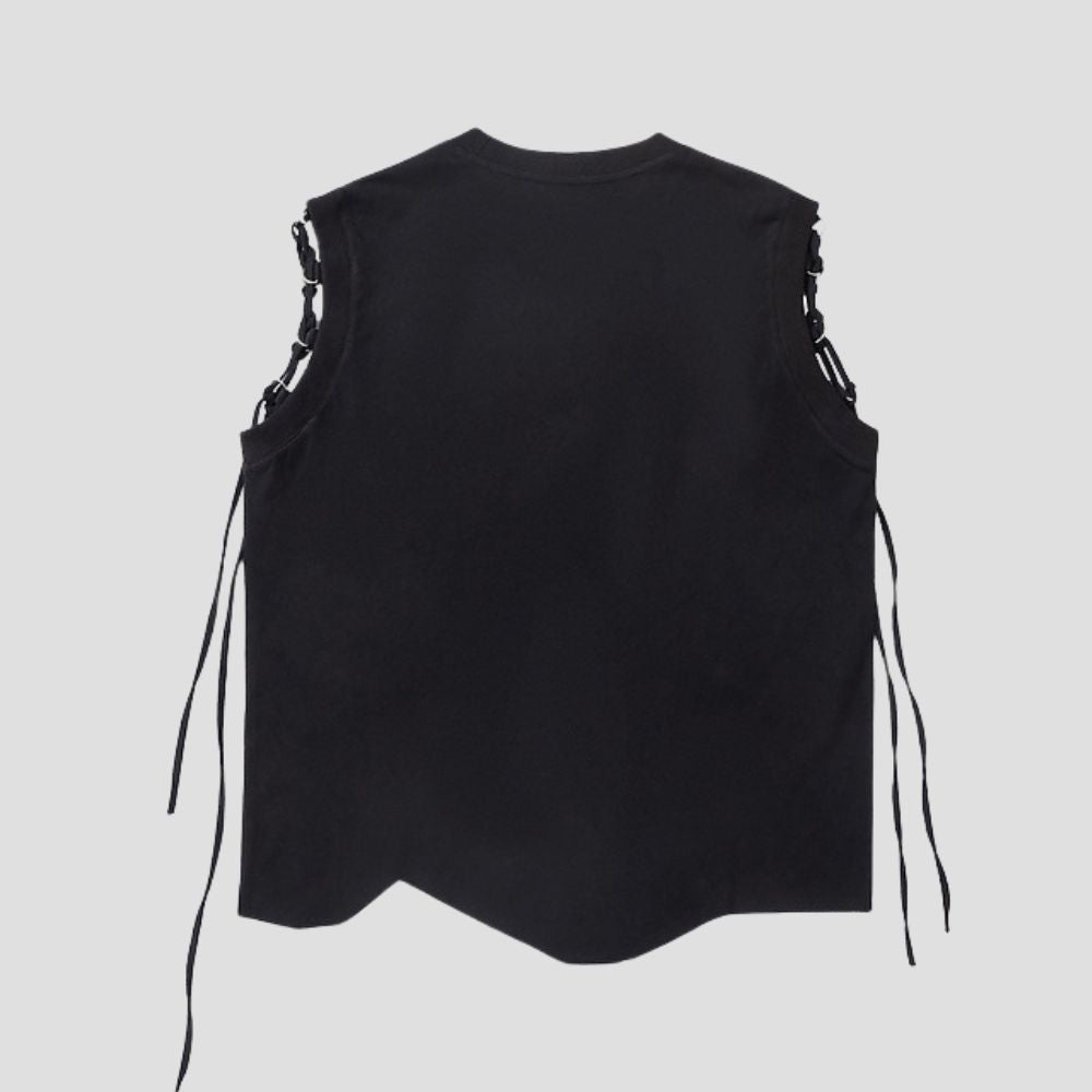 Punk Lace-Up Sleeveless T-shirt