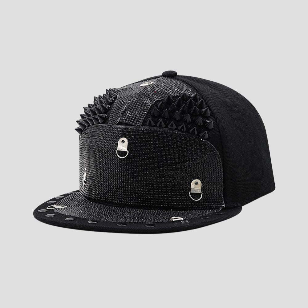 Breathable Punk Cap with Diamond Studs