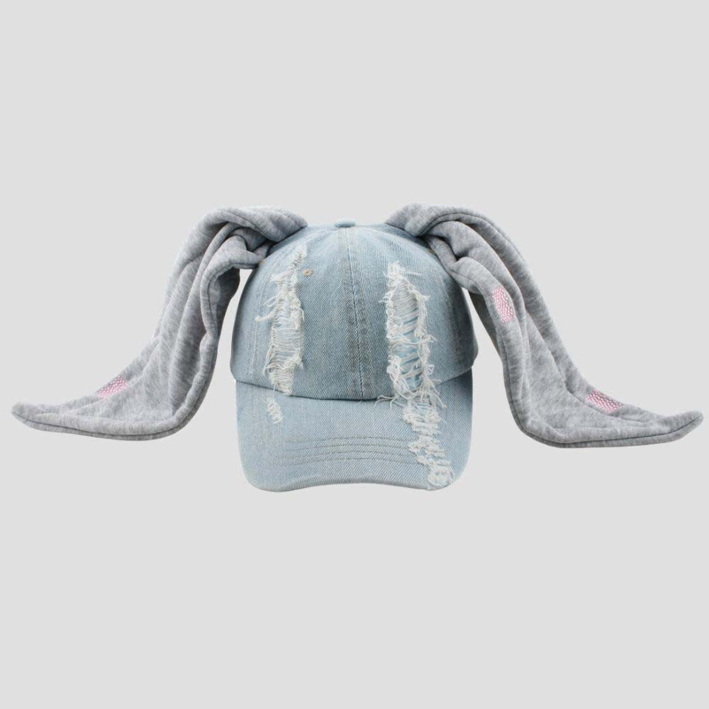 Unisex hip-hop style baseball cap with rabbit ear decoration