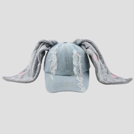 Unisex hip-hop style baseball cap with rabbit ear decoration