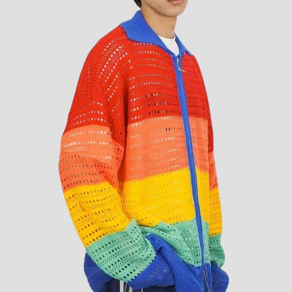 Dopamine dressing shirt with rainbow colors and hip-hop vibe