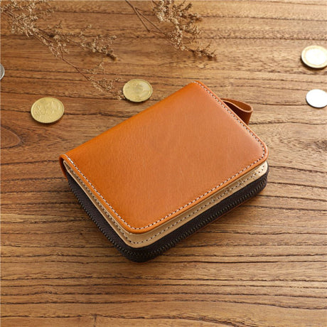 Retro Cowhide Zipper Wallet