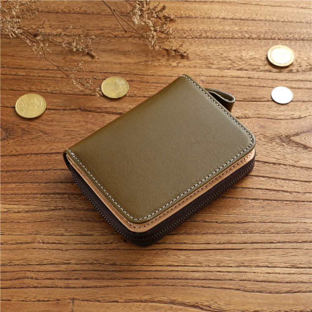 Retro Cowhide Zipper Wallet