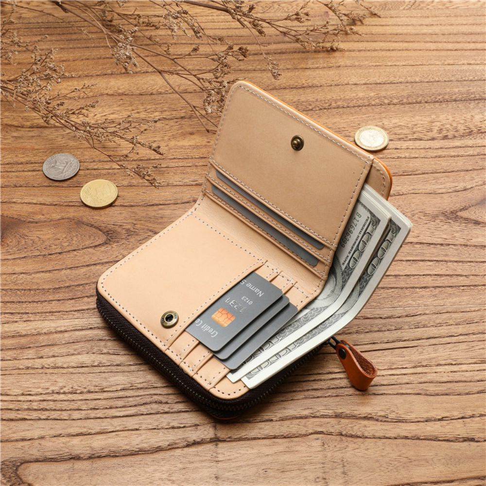 Retro Cowhide Zipper Wallet