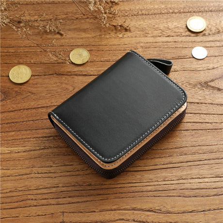 Retro Cowhide Zipper Wallet