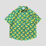 Cooling fabric shirt with a cute duck print and turn-down collar.