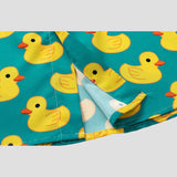 Trendy shirt with a color block design, duck print, and cooling fabric.