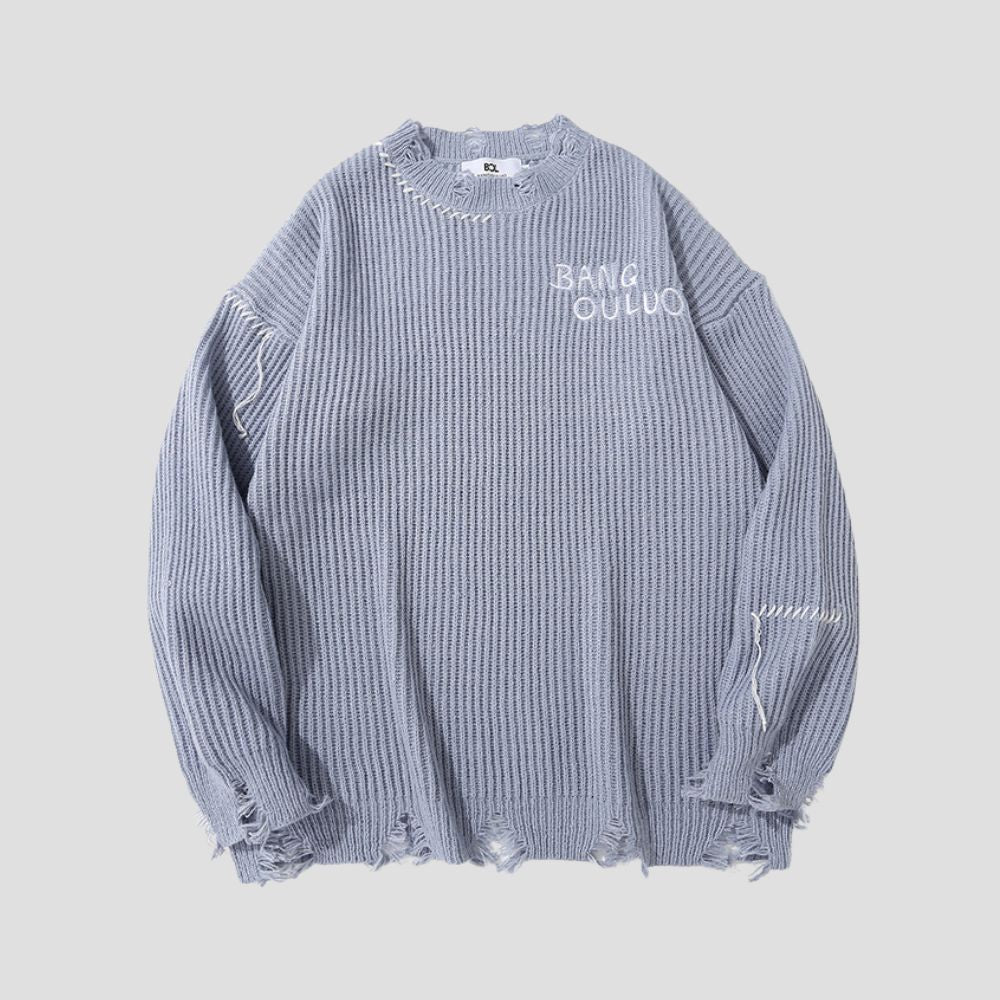 Relaxed-fit striped cotton sweater with embroidered letters
