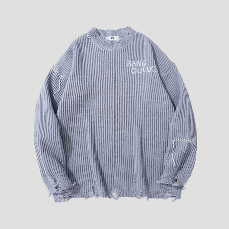 Relaxed-fit striped cotton sweater with embroidered letters
