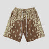 Breathable streetwear shorts with hip-hop influence and cashew blossom print