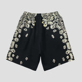 Urban fashion shorts with cashew blossom and Sanskrit pattern