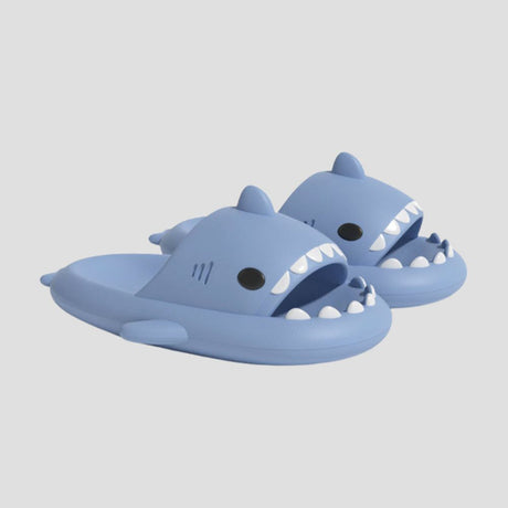 Shark-shaped slippers with non-slip EVA material.