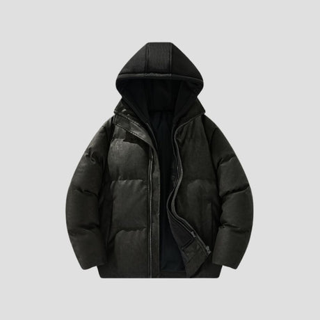  Front view of Short Hooded Cotton Jacket.