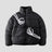 Stylish puffer jacket with vintage skeleton decorations and details.
