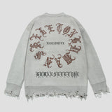 Back view of Skull Print Sweater highlighting the classic design and fit