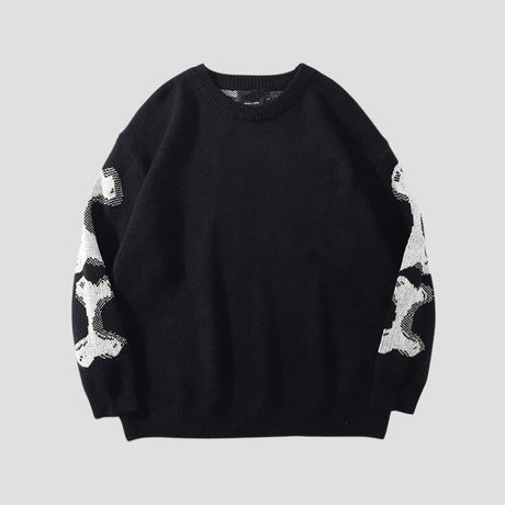 Front view of Skull Print Sweater showcasing bold skull design