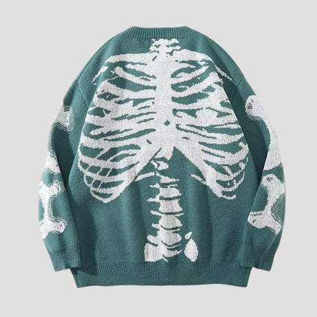Skull Crew Neck Long Sleeve Sweater