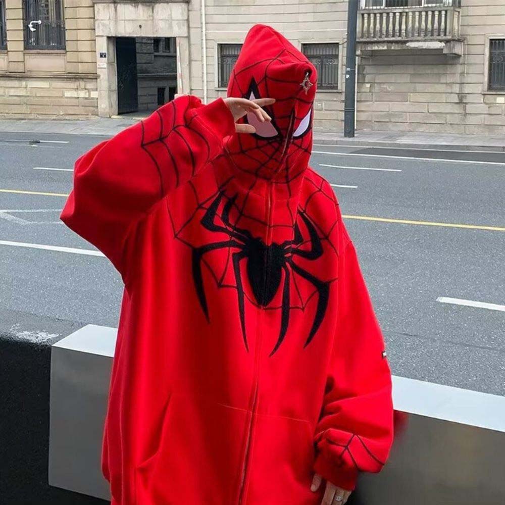 Black plus size hoodie featuring Spider-Man graffiti design