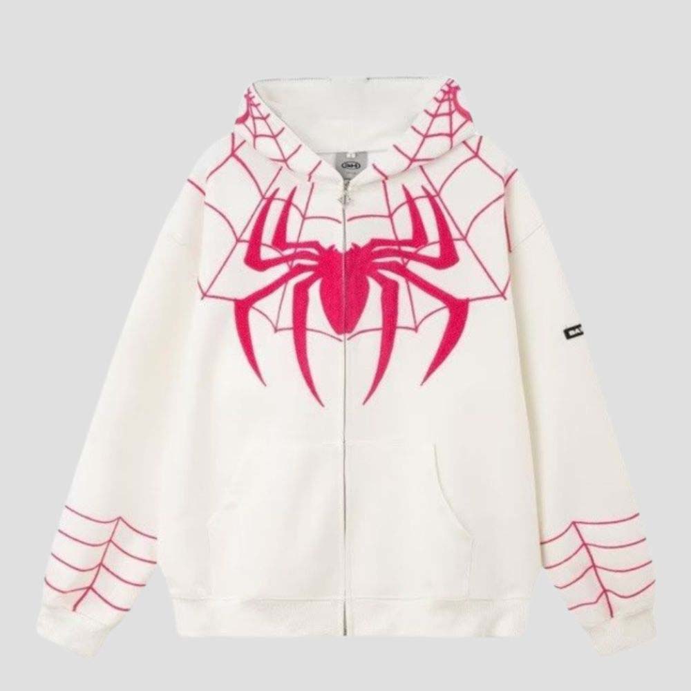 Plus size fit street fashion hoodie in black with Spider-Man graffiti