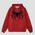 Hip-hop street fashion hoodie in red with Spider-Man graffiti design