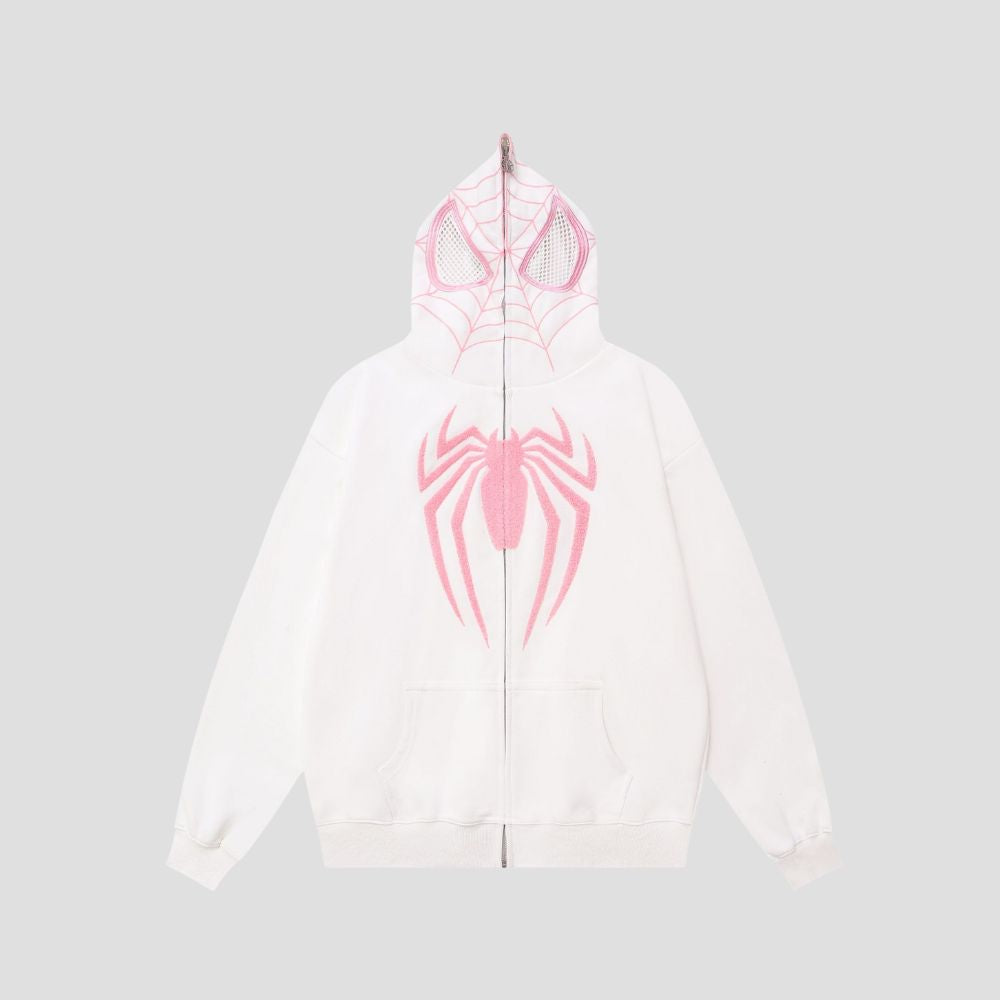  Front view of the Spider Hoodie showcasing the unique design.