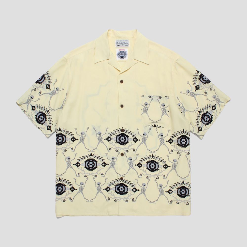 Unisex Hawaiian shirt with spider embroidery, cooling fabric, and eco-friendly materials.