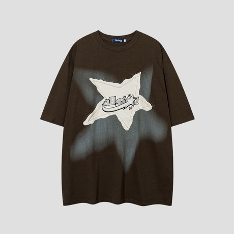  Star Patch T-Shirt - Brown