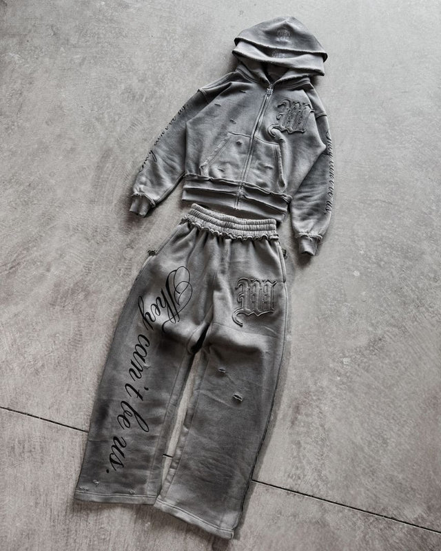 Conjunto de sudadera con capucha y cremallera estilo urbano