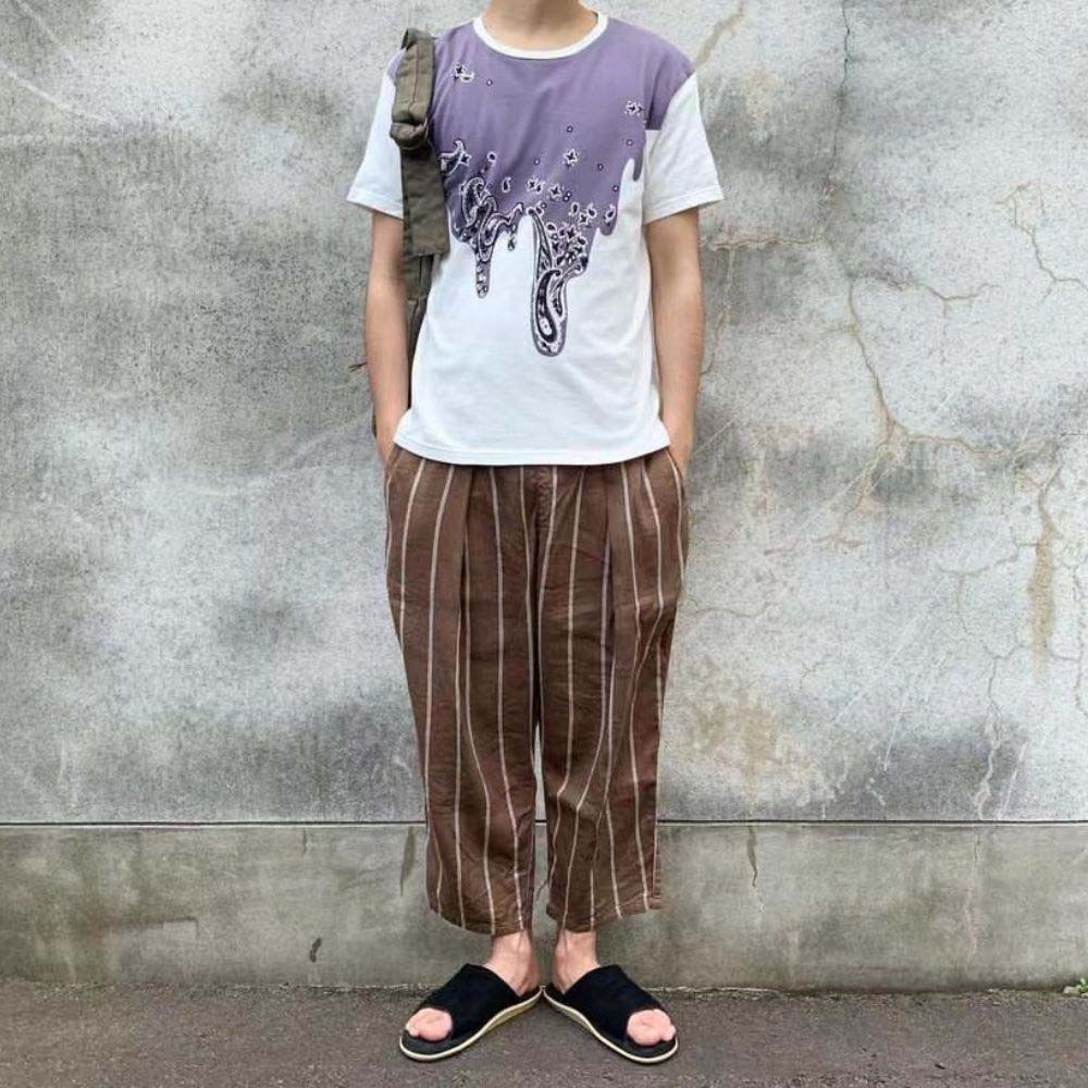 Comfortable everyday striped elastic pants.