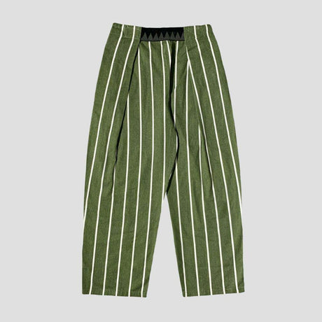 Striped casual pants with velcro closure.