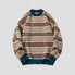 Striped chunky sweater perfect for casual fall outings.
