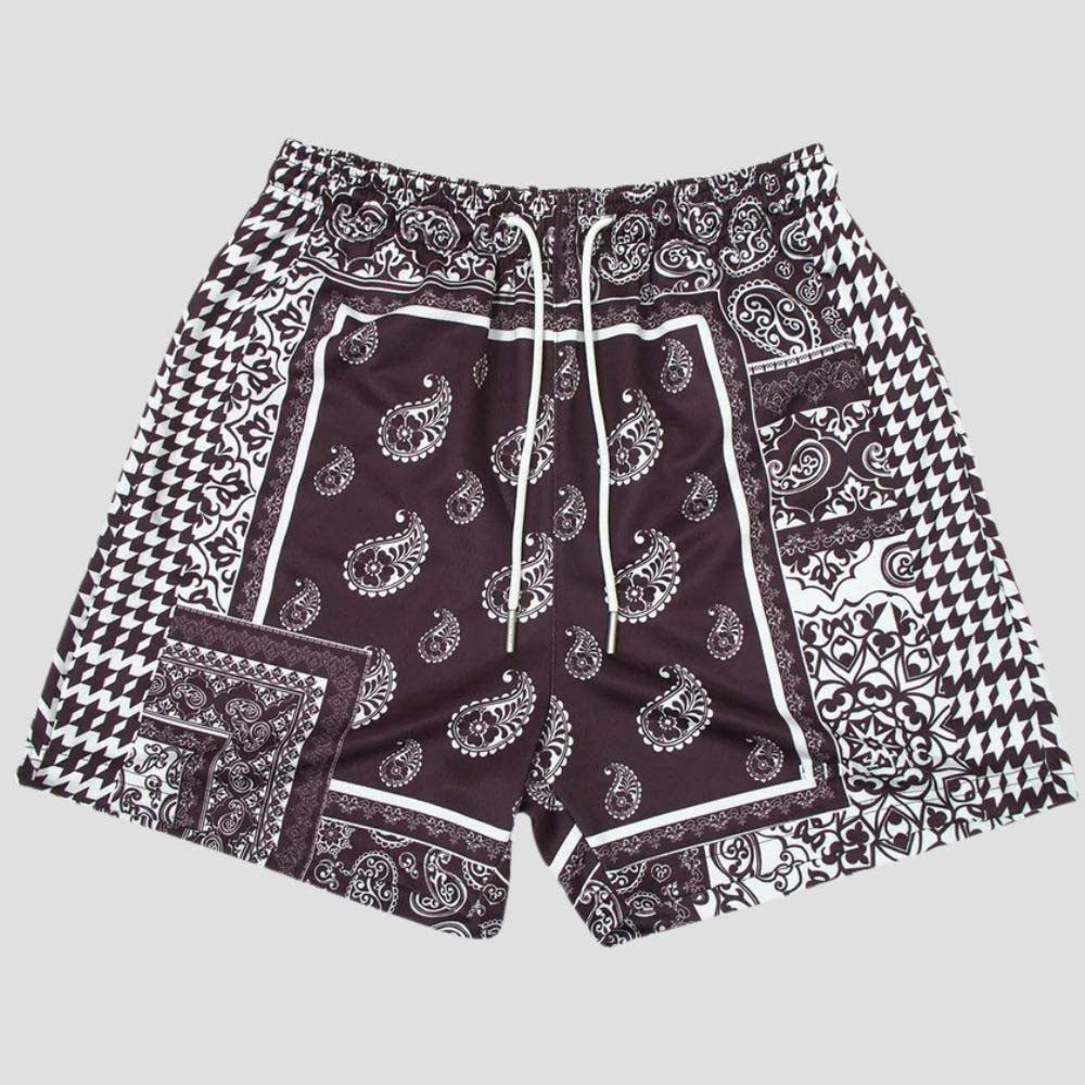 Street-style hip-hop inspired shorts with classical art print