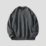 Front view of Suede Crew Neck Sweatshirt