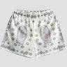 Loose-fit unisex shorts with quick-dry fabric and religious icon design