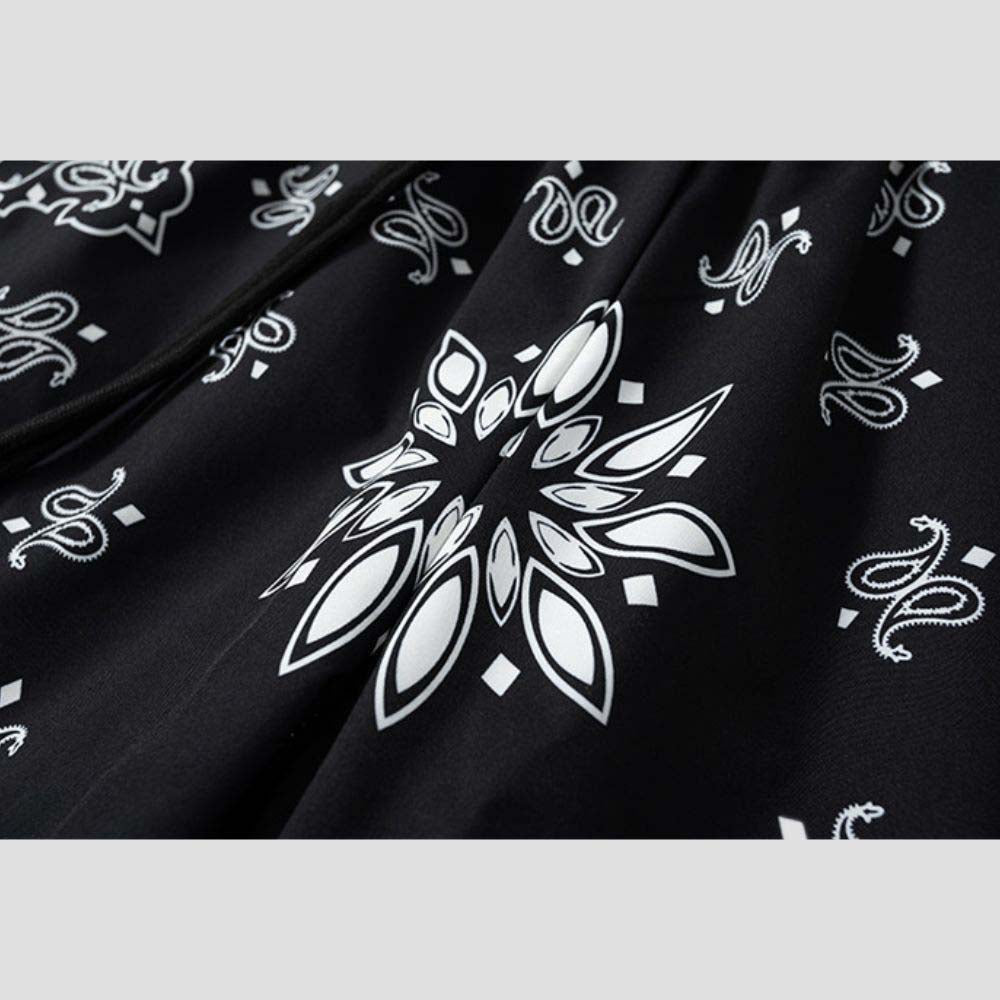 Dark blue sports shorts with graffiti pattern, perfect for streetwear style