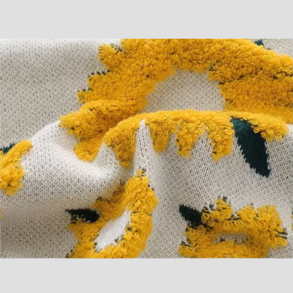 Detailed stitching of Sunflower Print Sweater