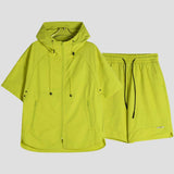 Lightweight Hooded Jacket & Shorts Set with Breathable Fabric